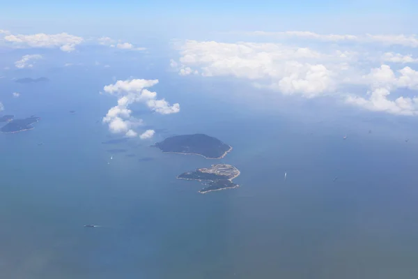 Ein Blick Aus Dem Flugzeug Auf Die Stadt Hongkong — Stockfoto