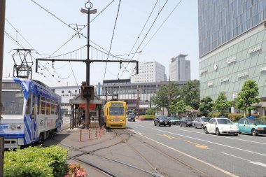 Tramvay Okayama sokak City, Japonya