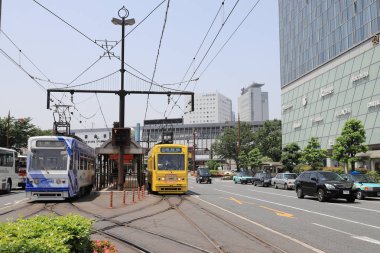 Tramvay Okayama sokak City, Japonya
