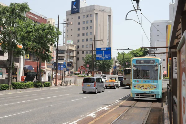 Tramvay Okayama sokak City, Japonya