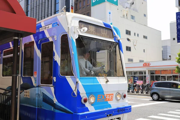 Tramvay Okayama sokak City, Japonya