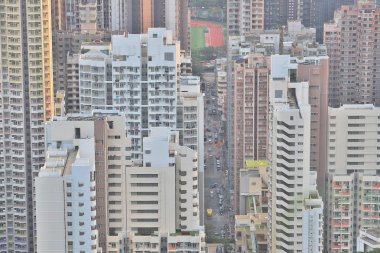 Batı Kowloon Hong Kong kentsel bir görünüm