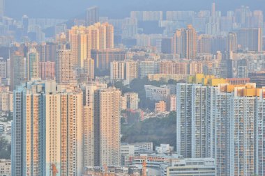 bir şehir merkezinde, Hong Kong, yüksek yoğunluklu, zavallı alan.