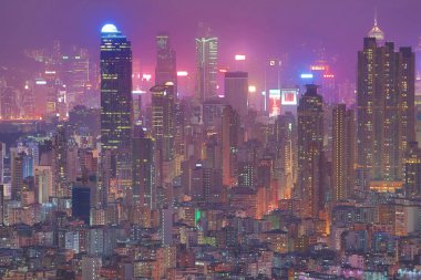 şehir merkezinde, hong kong, yüksek yoğunluklu, zavallı alanı