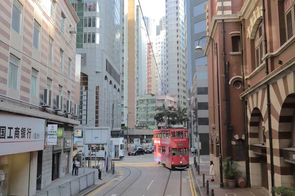 Doppelstock Straßenbahn Der Hongkong Straße — Stockfoto