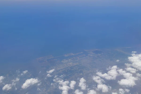 Topraklara Seyir Uçak Penceresinin Havadan Görünümü — Stok fotoğraf