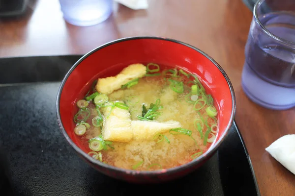 Deliciosa Sopa Missô Quente Mesa — Fotografia de Stock