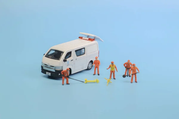 the toy van with figure isolated on back ground