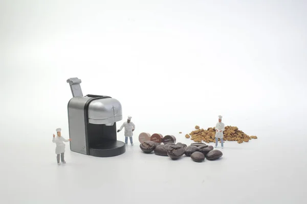 Mini Figuras Trabajando Café Macro — Foto de Stock