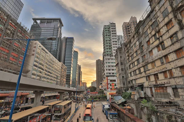 Hong Kong Kwun Tong Stad Bij Zonsondergang — Stockfoto