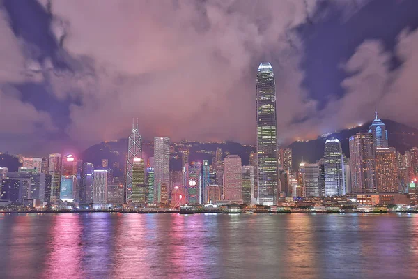 Victoria Harbor, Hong Kong, gece Hong Kong silüeti