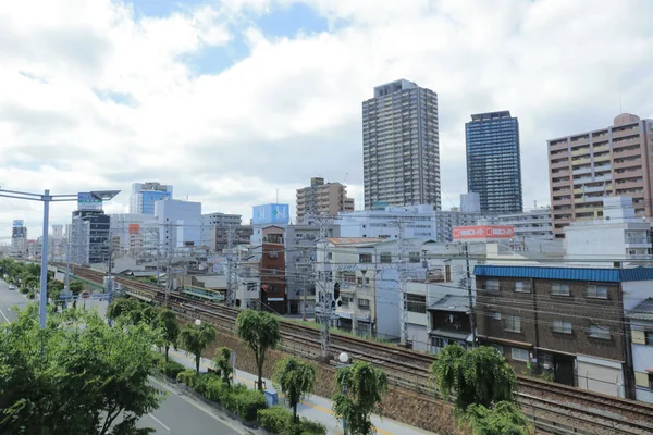 Visa Genom Spårvagn Fönster Osaka Loop Line — Stockfoto