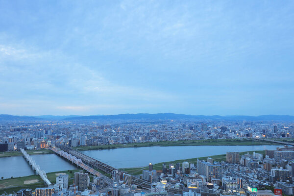 Views from Umeda Sky Building Osaka city Japan
