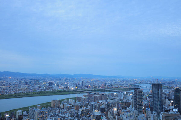 Views from Umeda Sky Building Osaka city Japan