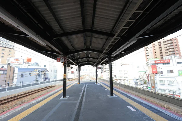 Vista Attraverso Finestra Del Tram Osaka Loop Line — Foto Stock
