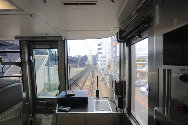 Vista Attraverso Finestra Del Tram Osaka Loop Line — Foto Stock