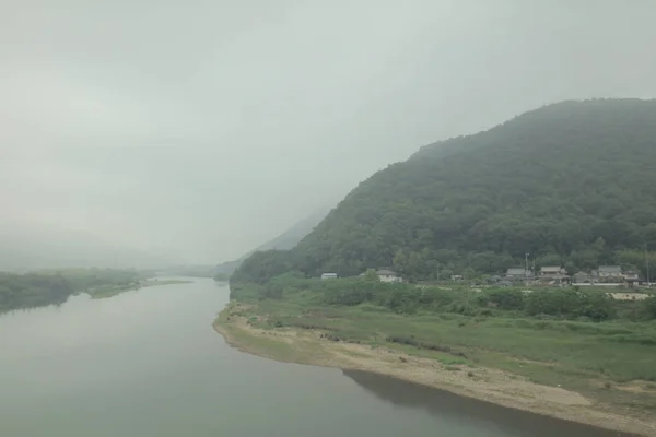 Blick Durch Das Straßenbahnfenster Des Japans — Stockfoto