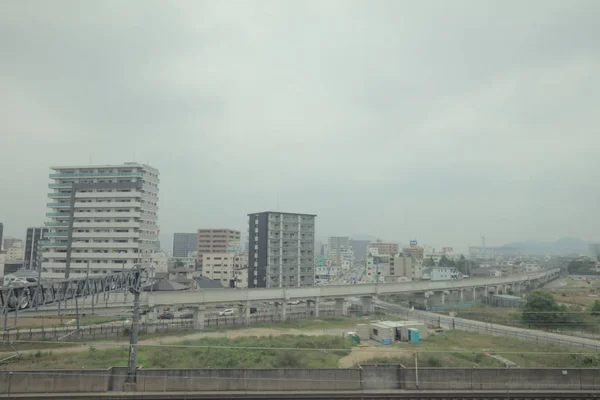 Blick Durch Das Straßenbahnfenster Des Japans — Stockfoto