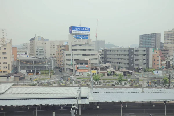 Vista Través Ventana Del Tranvía Del Japón — Foto de Stock
