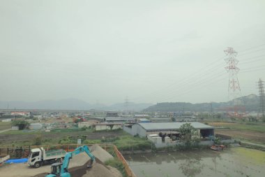 Japonya tramvay pencereden görüntüleme