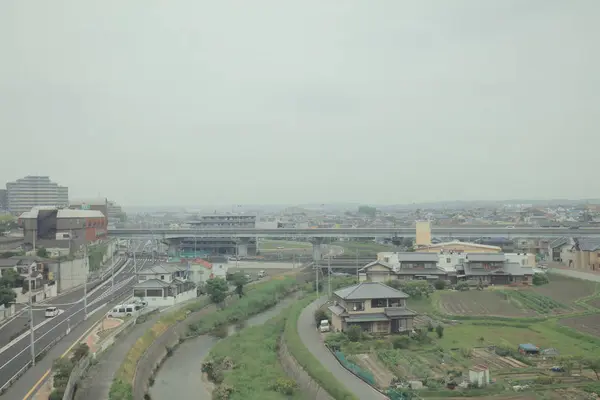 Blick Durch Das Straßenbahnfenster Des Japans — Stockfoto