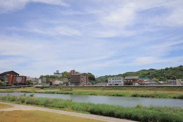 Nábřeží Řeky Yoshii Tsuyama Okayama Japonsko — Stock fotografie