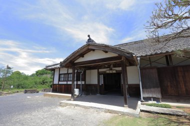 Tsuyama görünümü kale ve Japonya yaz saati