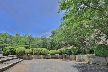 Tsuyama görünümü kale ve Japonya yaz saati