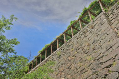 Tsuyama görünümü kale ve Japonya yaz saati