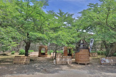 Tsuyama görünümü kale ve Japonya yaz saati