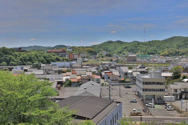 Tsuyama görünümü kale ve Japonya yaz saati