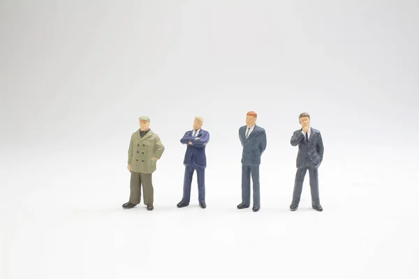 Figuras Homens Negócios Stand White Back Ground — Fotografia de Stock