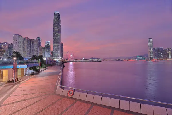 Blick Auf Den Hafen Von Hongkong Bei Sonnenuntergang — Stockfoto