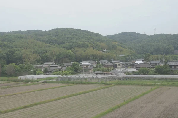 Janela Vista Para Fora Speed Train Japão — Fotografia de Stock