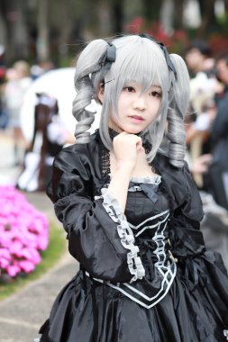 kimliği belirsiz Japon anime cosplay poz, 2018