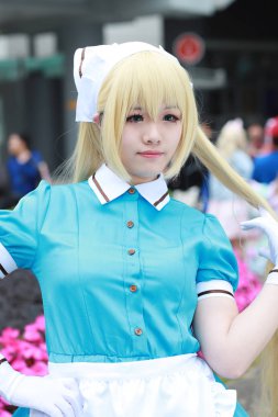 kimliği belirsiz Japon anime cosplay poz, 2018