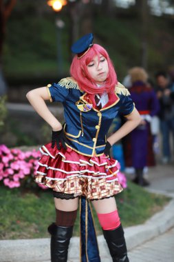 kimliği belirsiz Japon anime cosplay poz, 2018