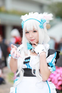 kimliği belirsiz Japon anime cosplay poz, 2018