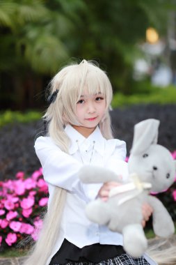 kimliği belirsiz Japon anime cosplay poz, 2018