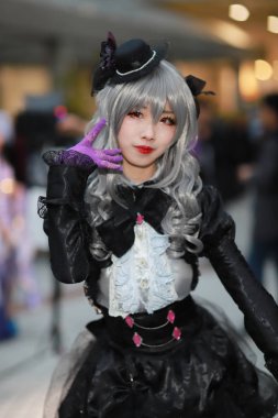 kimliği belirsiz Japon anime cosplay poz, 2018