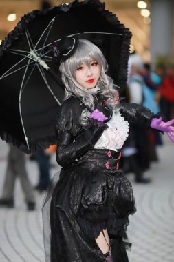 kimliği belirsiz Japon anime cosplay poz, 2018