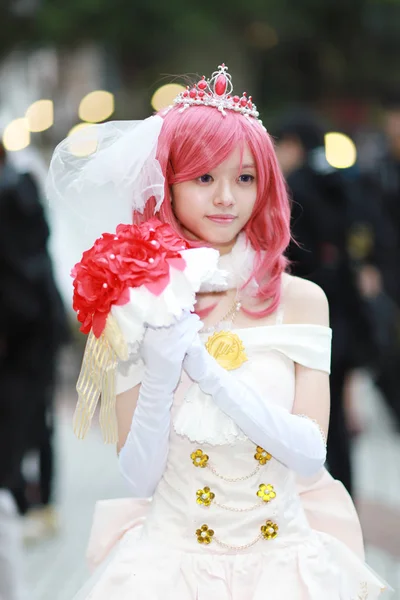 Kimliği Belirsiz Japon Anime Cosplay Poz 2018 — Stok fotoğraf