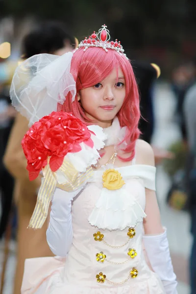 Oidentifierade Japansk Anime Cosplay Pose 2018 — Stockfoto