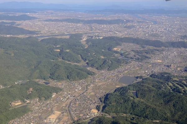 Pohled Město Japonska Oknem — Stock fotografie