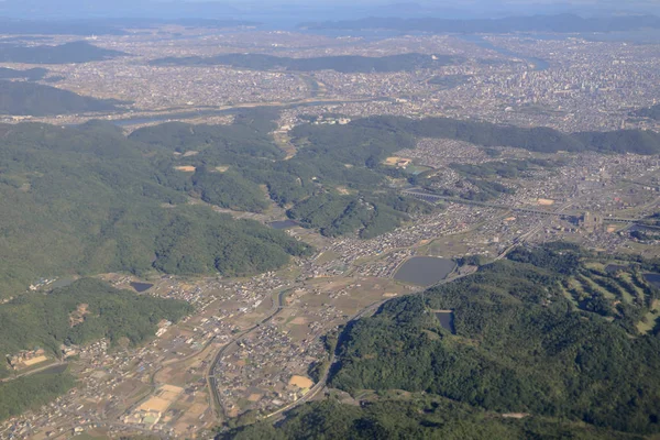 Pohled Město Japonska Oknem — Stock fotografie