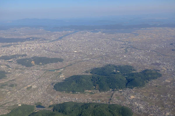 Pohled Město Japonska Oknem — Stock fotografie
