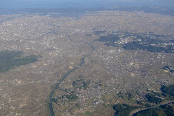 Una Vista Della Città Del Giappone Attraverso Finestra — Foto Stock