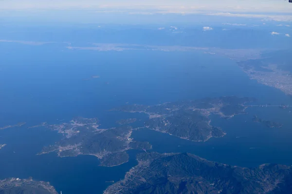 Aerial View Plane Window Looking Land — Stock Photo, Image