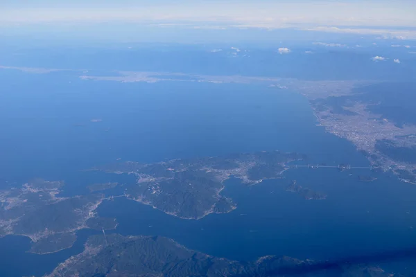 Vista Aérea Ventana Del Avión Mirando Hacia Abajo Tierra —  Fotos de Stock