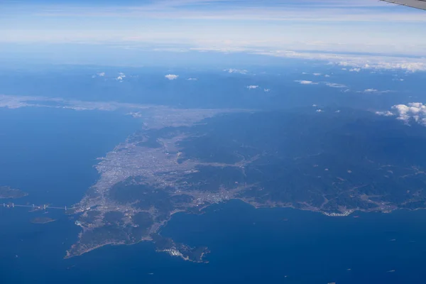 Vista Aérea Ventana Del Avión Mirando Hacia Abajo Tierra —  Fotos de Stock